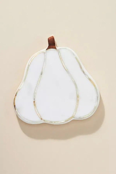 Anthropologie Pumpkin Marble Coaster In White