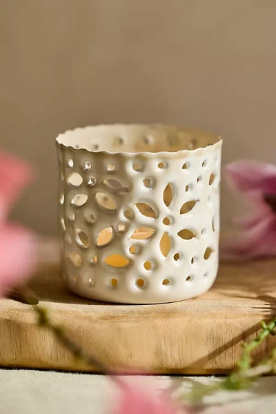 Anthropologie Punched Iron Votive Holder In Sand