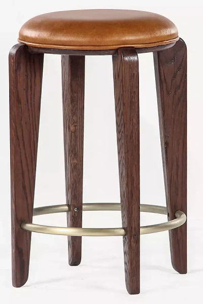 Anthropologie Quattro Leather Counter Stool