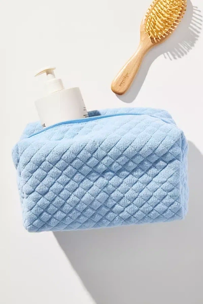 Anthropologie Quilted Terry Cosmetic Bag In Blue