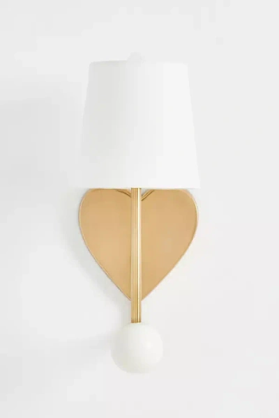 Anthropologie Quinn Heart Brass Enameled Shaded Sconce In White