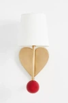 Anthropologie Quinn Heart Brass Enameled Shaded Sconce In White