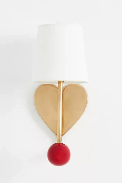 Anthropologie Quinn Heart Brass Enameled Shaded Sconce In White