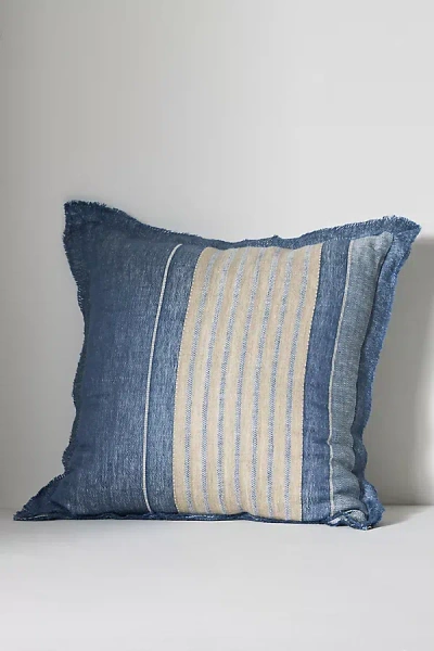 Anthropologie Quinn Linen Stripe Pillow In Blue