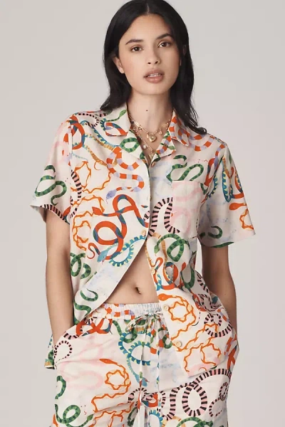 Anthropologie Rachel Antonoff Linen Cotton James Shirt Top In Multicolor