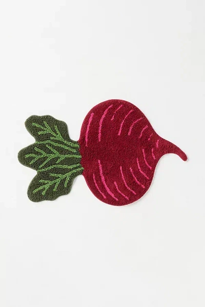 Anthropologie Radish Cotton Tufted Shaped Bath Mat In Red