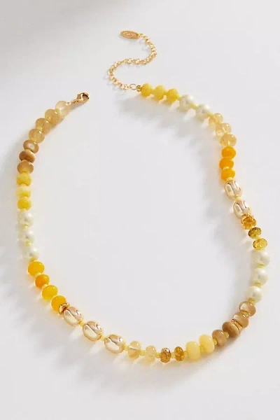 Anthropologie Rainbow Stone Necklace In Animal Print