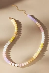 Anthropologie Rainbow Stone Necklace In Beige