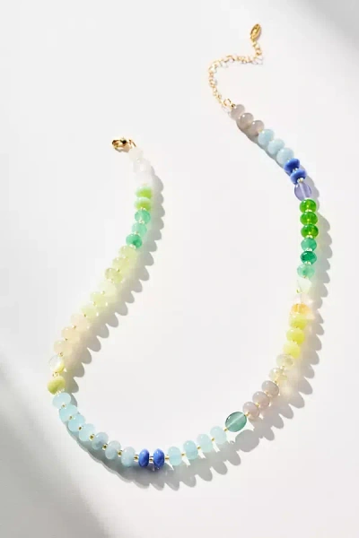 Anthropologie Rainbow Stone Necklace In Blue