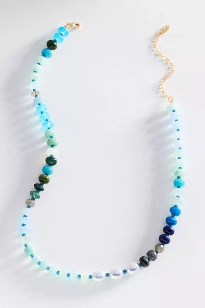 Anthropologie Rainbow Stone Necklace In Blue