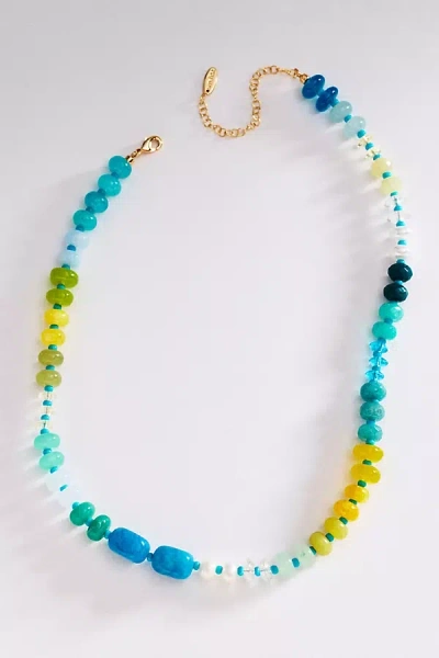 Anthropologie Rainbow Stone Necklace In Blue