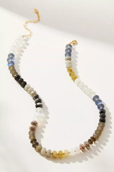 Anthropologie Rainbow Stone Necklace In Blue