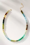 Anthropologie Rainbow Stone Necklace In Brown