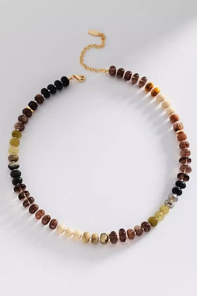 Anthropologie Rainbow Stone Necklace In Brown