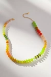 Anthropologie Rainbow Stone Necklace In Green