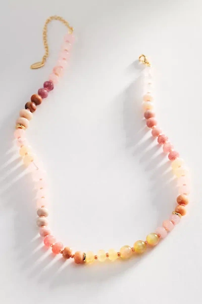 Anthropologie Rainbow Stone Necklace In Pink