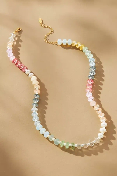 Anthropologie Rainbow Stone Necklace In Multi