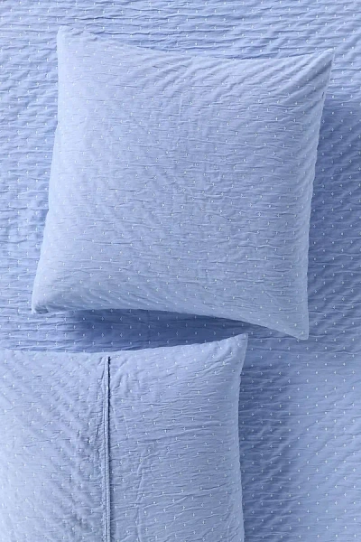 Anthropologie Raleigh Cotton Matelasse Euro Sham In Blue
