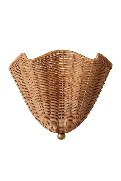 Anthropologie Ravello Rattan Wall Sconce In Brown