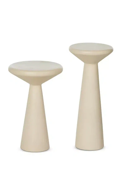 Anthropologie Ravine Round Concrete Pedestal Accent Tables, Set Of 2 In Neutral