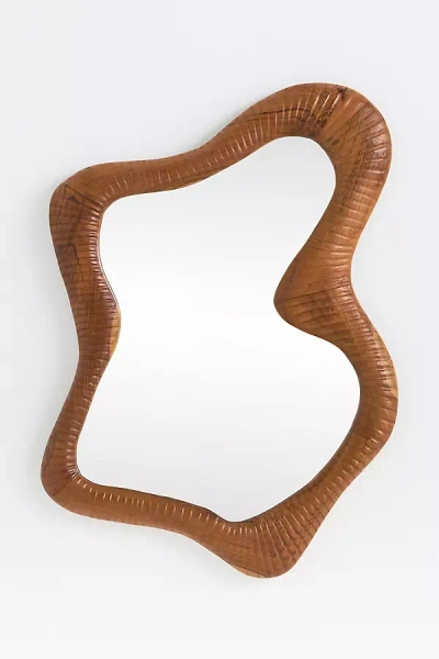 Anthropologie Raymond Irregular Wooden Wall Mirror In Brown