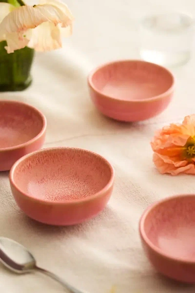 Anthropologie Reactive Glaze Stoneware Bowls, Set Of 4 In Orange