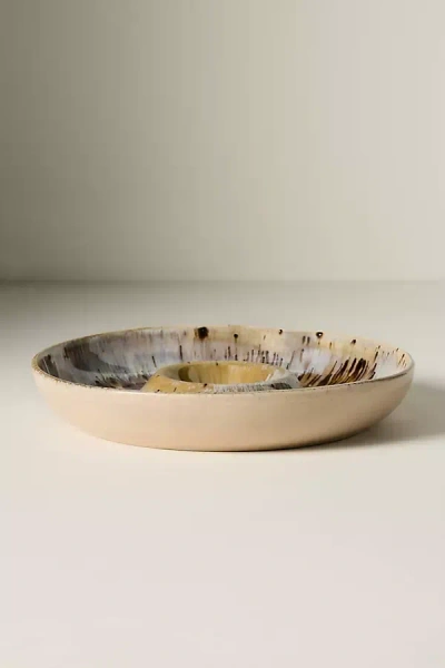 Anthropologie Reactive Stoneware Chip & Dip Platter In Neutral