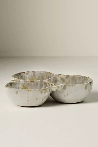 Anthropologie Reactive Stoneware Tri-bowl In Neutral