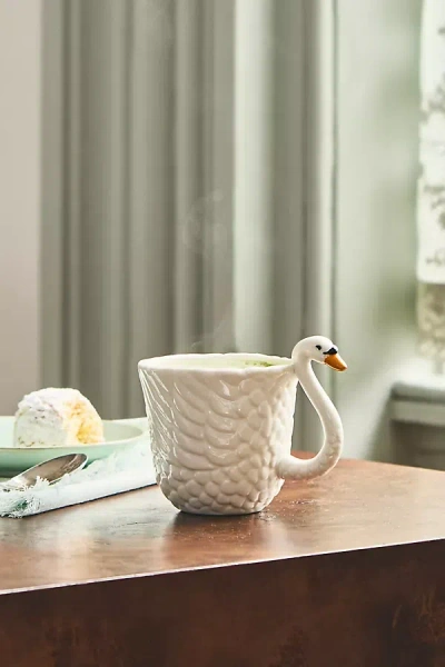 Anthropologie Reed Stoneware Teacup In White