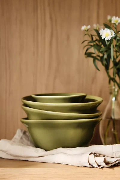 Anthropologie Reeves Portuguese Stoneware Cereal Bowls, Set Of 4 In Green