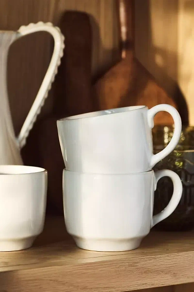 Anthropologie Reeves Portuguese Stoneware Mugs, Set Of 4 In White