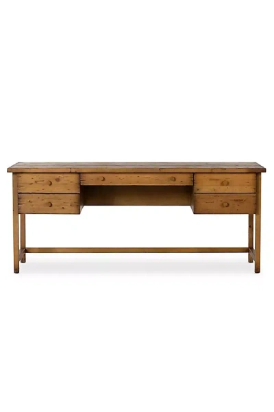 Anthropologie Reign Waxed Pine Wood Writing Desk In Brown