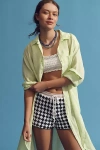 Anthropologie Relaxed Buttondown Linen Tunic In Green