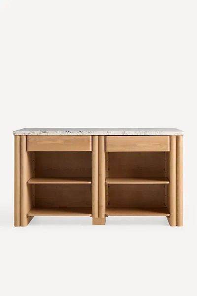 Anthropologie Renata Wood And Marble Kitchen Island In Brown