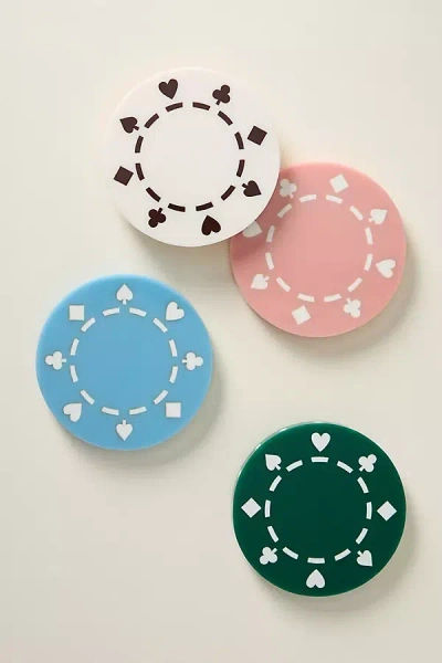 Anthropologie Resin Poker Chip Coasters, Set Of 4 In Multi