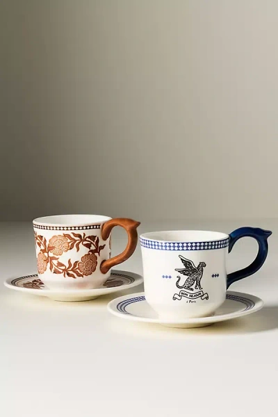 Anthropologie Reverie Stoneware Espresso Cup & Saucer In Multi