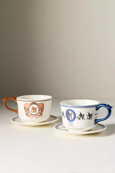 Anthropologie Reverie Stoneware Mug & Saucer In White