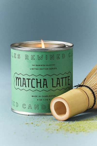 Anthropologie Rewined Gourmand Matcha Latte Tin Candle In Green