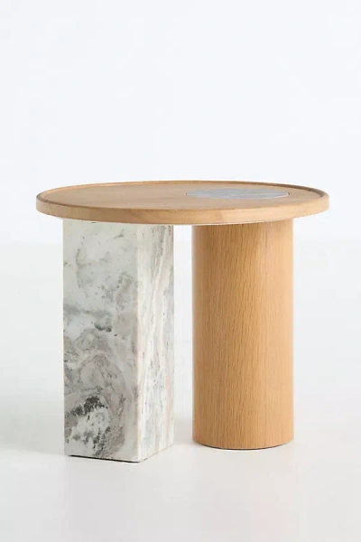 Anthropologie Rhea Marble & Oak Side Table