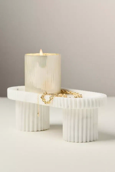 Anthropologie Ribbed Footed Marble Tray In Multi