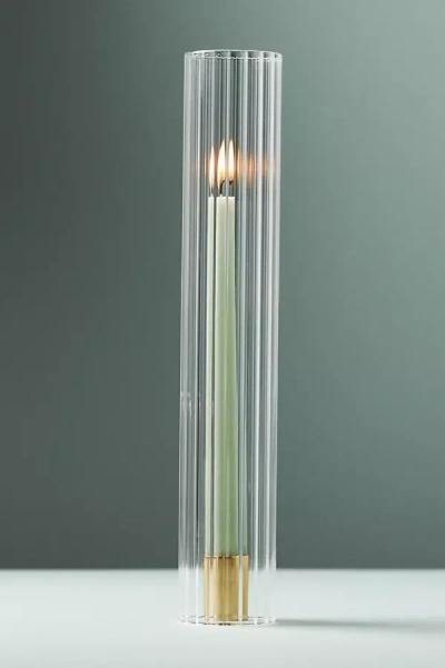 Anthropologie Ribbed Glass Chimney Candle Shade In Multicolor