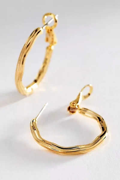 Anthropologie Ribbed Hoop Earrings In Gold