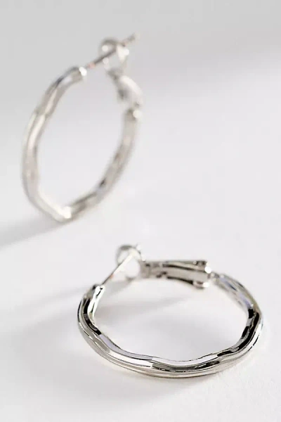 Anthropologie Ribbed Hoop Earrings In Metallic