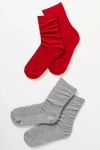 Anthropologie Ribbed Trouser Socks, Set Of 2 In Red