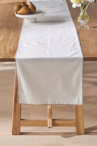Anthropologie Ric Rac Cotton Table Runner In White