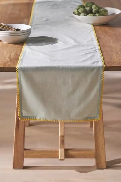 Anthropologie Ric Rac Cotton Table Runner In White
