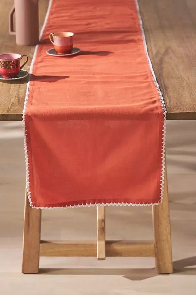 Anthropologie Ric Rac Cotton Table Runner In Red