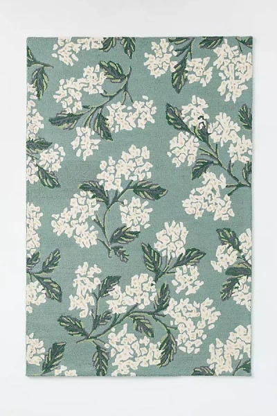 Anthropologie Rifle Paper Co. X Loloi Hydrangea Floral Rug In Blue