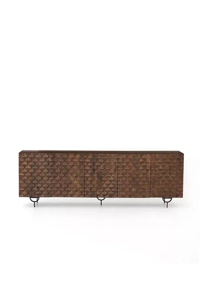Anthropologie Rio Carved Wood Media Console