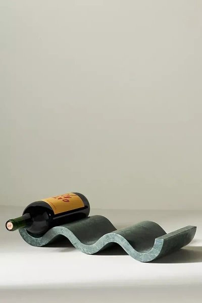 Anthropologie Robin Marble Wine Bottle Holder In Green